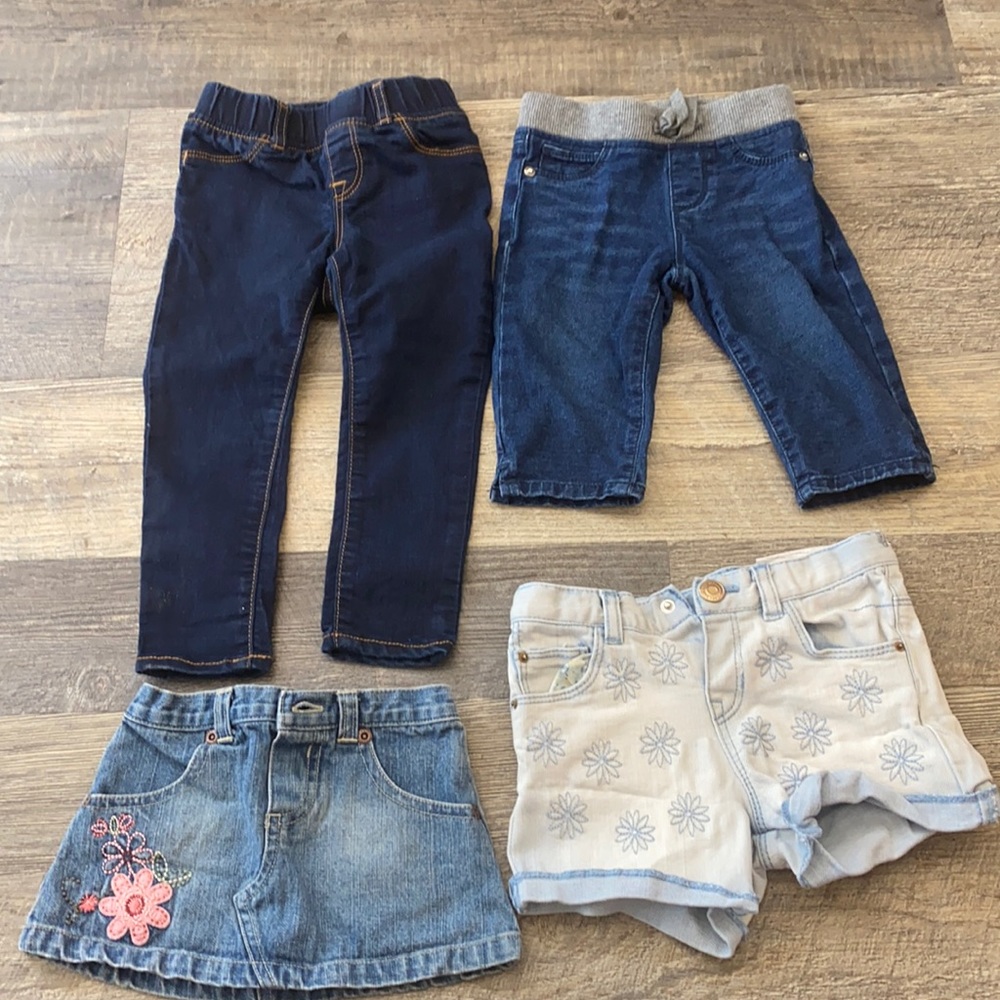 4 pc Baby Toddler Girl Jeans & Skirts 3-6,18-24,2T